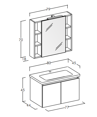 Soft 02 - Set Mobili Bagno con Lavabo e Specchio