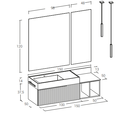 RI-TRATTO 10 SERIE COMPLETA - Mobile Bagno Rovere Sbiancato e Cenere