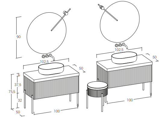 RI-TRATTO 11 SERIE COMPLETA - Mobile Bagno Curry Laccato