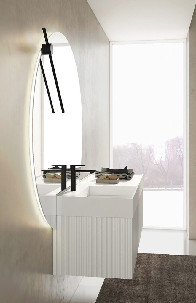 Serie RI-TRATTO 01 Top Lavabo Box in Ocritech Bianco Opaco