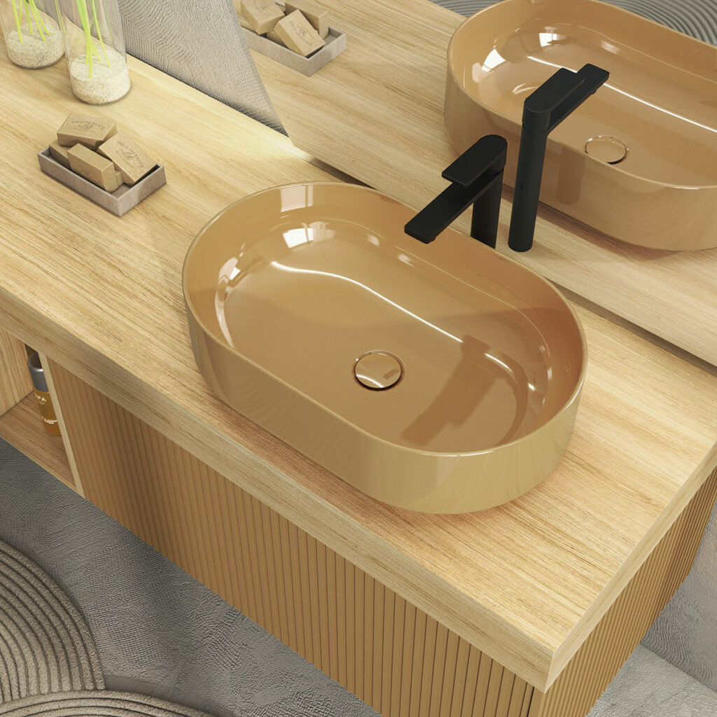 RI-TRATTO 08 SERIE COMPLETA - Mobile Bagno Denim e Rovere Naturale