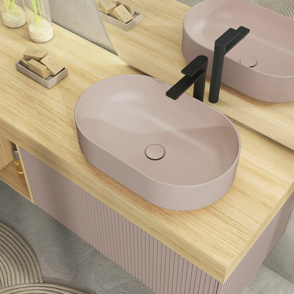 RI-TRATTO 08 SERIE COMPLETA - Mobile Bagno Denim e Rovere Naturale