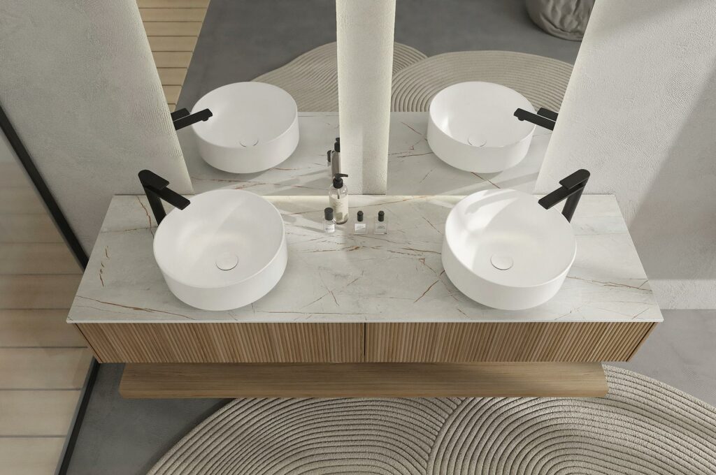 RI-TRATTO 13 SERIE COMPLETA - Mobile Bagno Rovere Biscotto e HPL Venato Rame