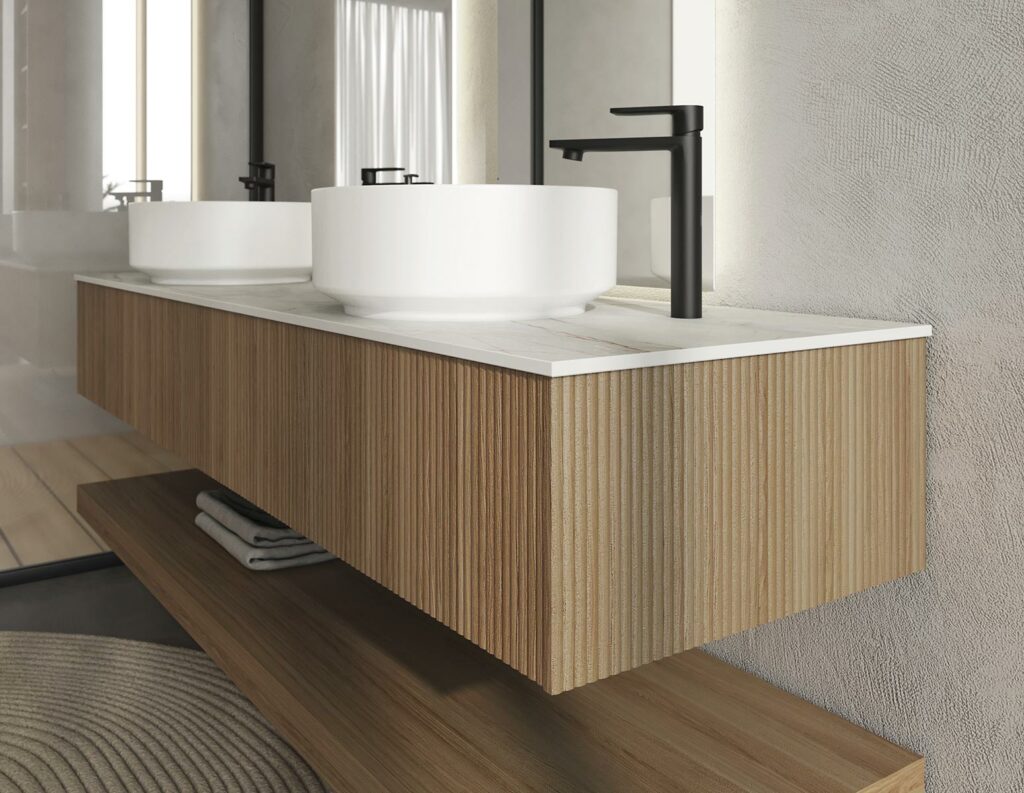 RI-TRATTO 13 SERIE COMPLETA - Mobile Bagno Rovere Biscotto e HPL Venato Rame