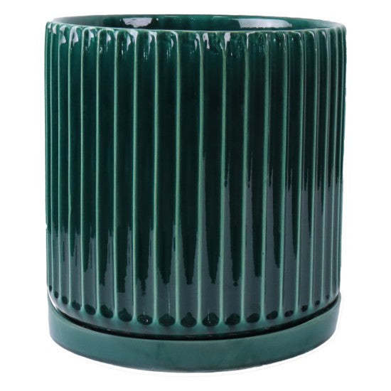 VASO CERAMICA CILINDRICO d.30,5 x h.32,5 cm. VERDE - FLORUM