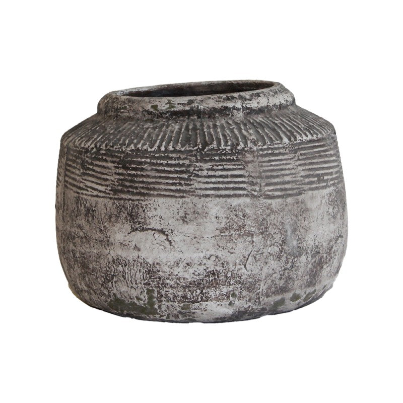 VASO CERAMICA TONDO d.34,5 x h.25 cm. PIETRA NATURALE - FLORUM