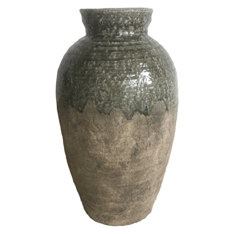 VASO CERAMICA TONDO d.33,5 x h.57 cm. VERDE OLIVA - FLORUM