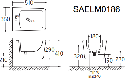 BIDET SOSPESO BETA SQUARE ELMA