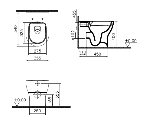 SET COMPLETO SANITARI FILO PARETE MIA ROUND VITRA