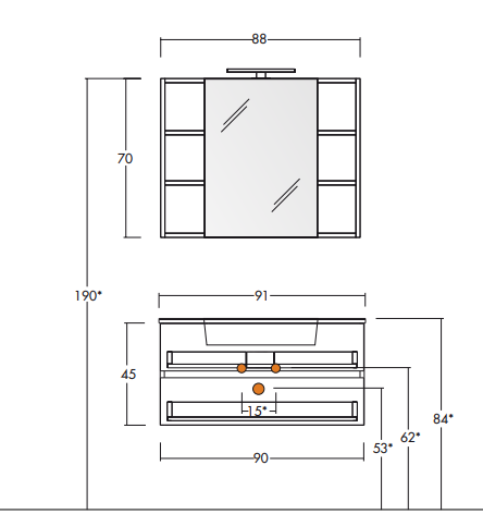 Flex 02 - Set Mobili Bagno con Lavabo e Specchio