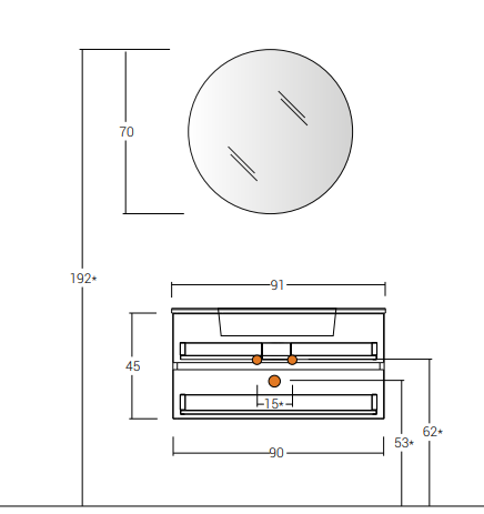 Flex 03 - Set Mobili Bagno con Lavabo e Specchio