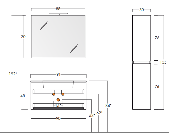 Flex 04 - Set Mobili Bagno con Lavabo e Specchio