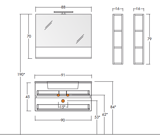 Flex 05 - Set Mobili Bagno con Lavabo e Specchio