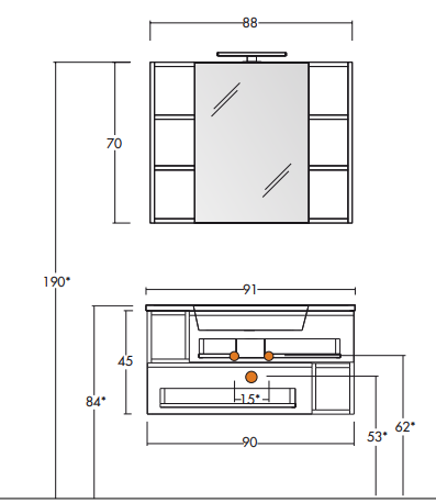 City 02 - Set Mobili Bagno con Lavabo e Specchio