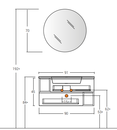 City 03 - Set Mobili Bagno con Lavabo e Specchio