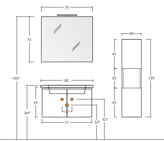 Soft 01 - Set Mobili Bagno con Lavabo e Specchio