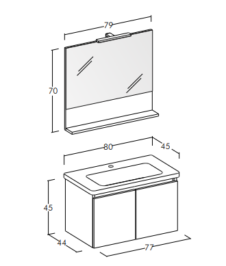 Soft 08 - Set Mobili Bagno con Lavabo e Specchio