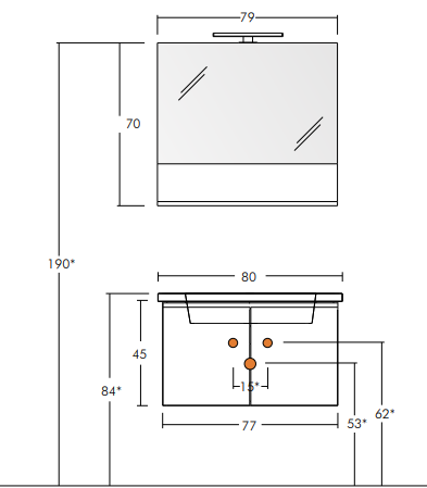 Soft 08 - Set Mobili Bagno con Lavabo e Specchio