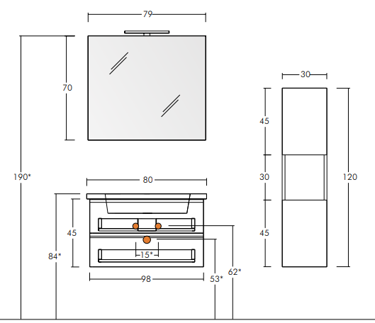 Soft 03 - Set Mobili Bagno con Lavabo e Specchio