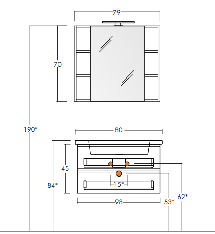 Soft 04 - Set Mobili Bagno con Lavabo e Specchio