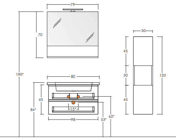 Soft 09 - Set Mobili Bagno con Lavabo e Specchio