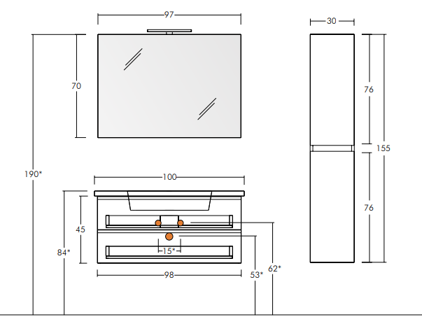Soft 05 - Set Mobili Bagno con Lavabo e Specchio