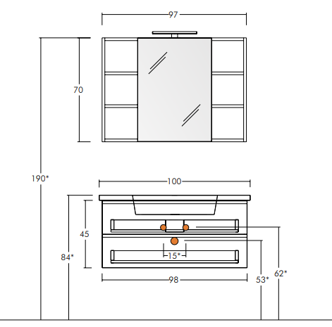 Soft 06 - Set Mobili Bagno con Lavabo e Specchio