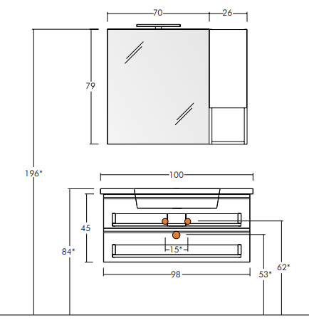 Soft 07 - Set Mobili Bagno con Lavabo e Specchio