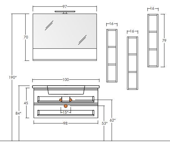 Soft 10 - Set Mobili Bagno con Lavabo e Specchio