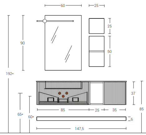 RI-TRATTO 06 SERIE COMPLETA - Mobile Bagno Rovere Biscotto e Grigio Antracite
