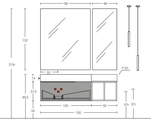 RI-TRATTO 10 SERIE COMPLETA - Mobile Bagno Rovere Sbiancato e Cenere
