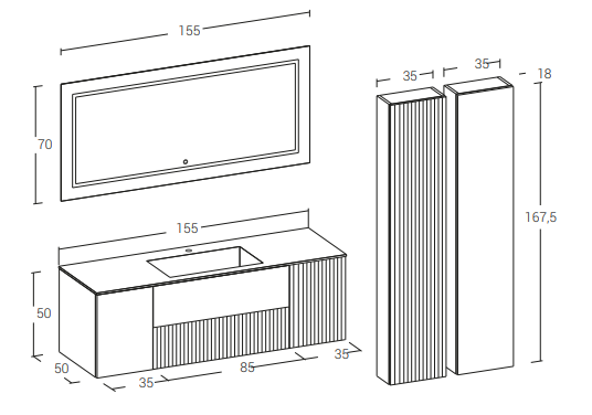 Re-Tratto 14 – Komplette Badezimmermöbelserie