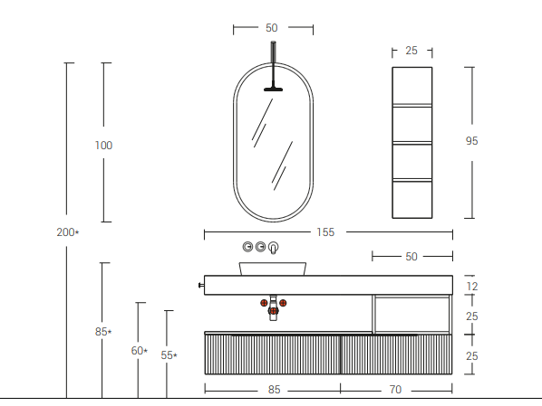 Re-Tratto 15 – Komplette Badezimmermöbelserie