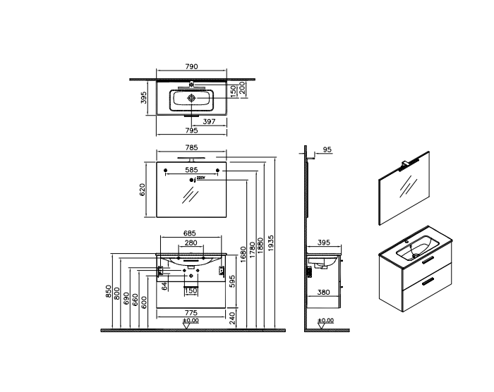 SERIE MIA 80 CM KIT COMPLETO