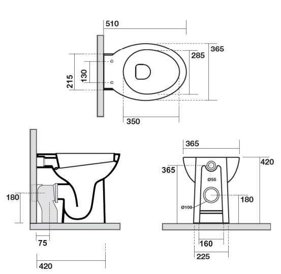 VASO WC FILO PARETE TETA ELMA