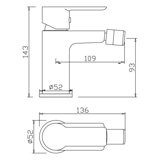 MISCELATORE BIDET SEVEN NERO MATT
