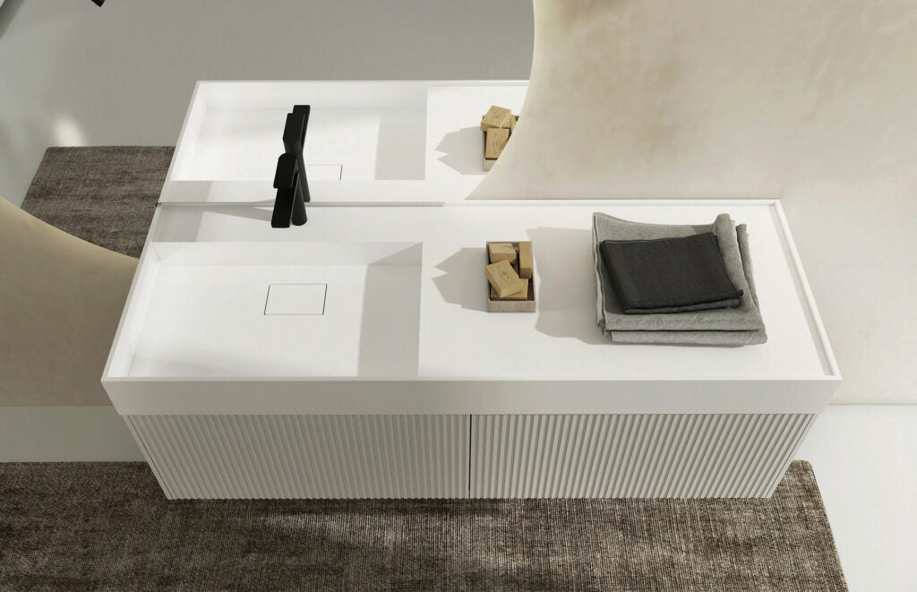 Serie RI-TRATTO 01 Top Lavabo Box in Ocritech Bianco Opaco