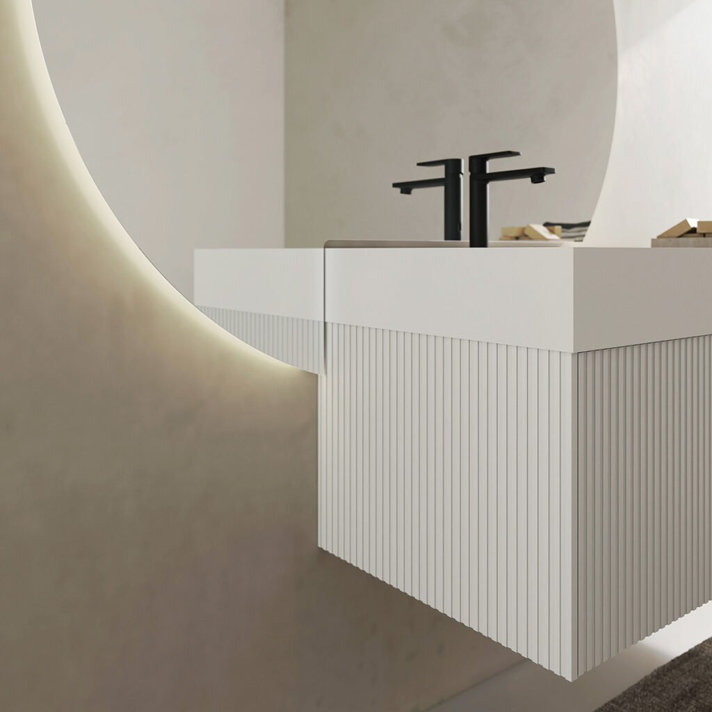 Serie RI-TRATTO 01 Top Lavabo Box in Ocritech Bianco Opaco