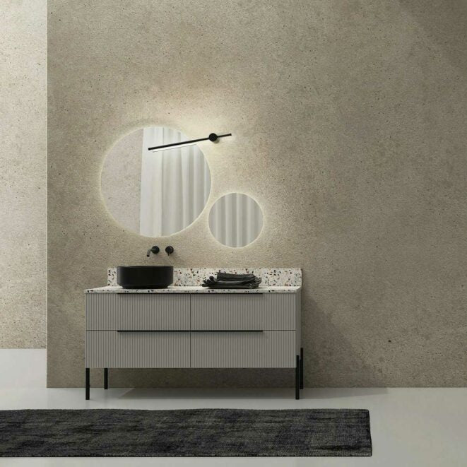 Serie RI-TRATTO 02 Top e Alzatina in Marmo Tecnico Terrazzo Arlecchino con Lavabo Smart-38