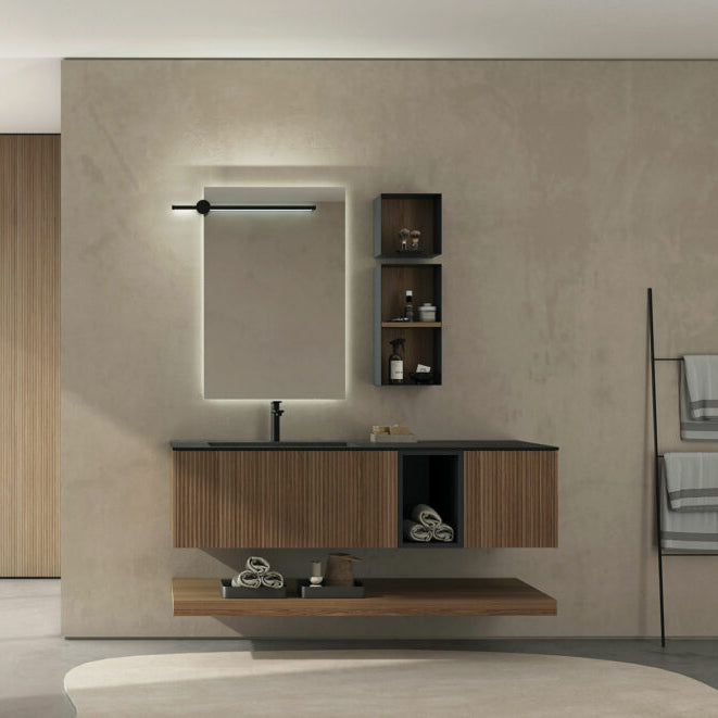 RI-TRATTO 06 SERIE COMPLETA - Mobile Bagno Rovere Biscotto e Grigio Antracite