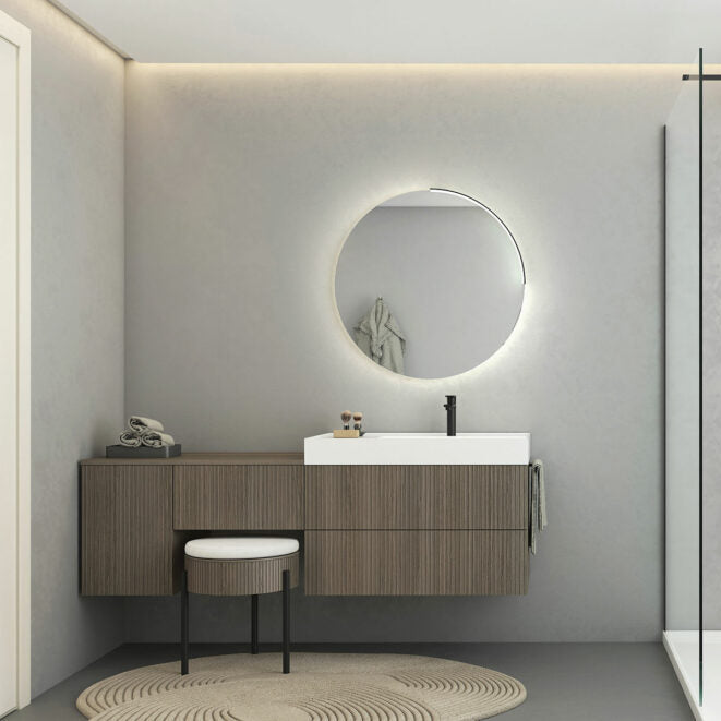 RI-TRATTO 07 SERIE COMPLETA - Mobile Bagno Rovere Cenere con Top Ocritech