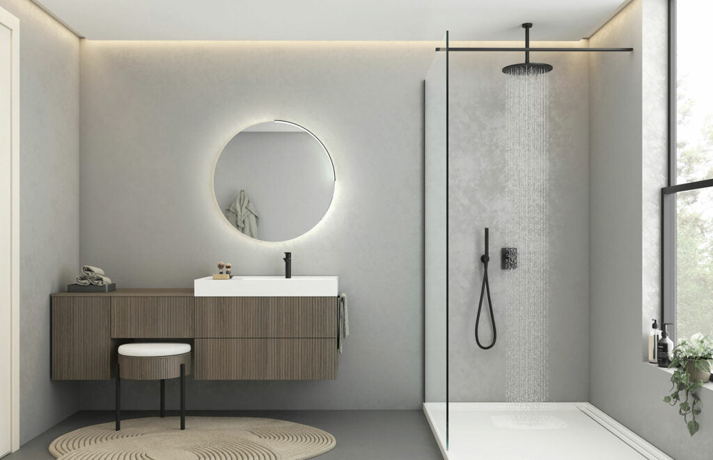 RI-TRATTO 07 SERIE COMPLETA - Mobile Bagno Rovere Cenere con Top Ocritech