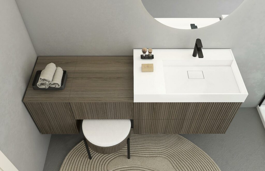 RI-TRATTO 07 SERIE COMPLETA - Mobile Bagno Rovere Cenere con Top Ocritech