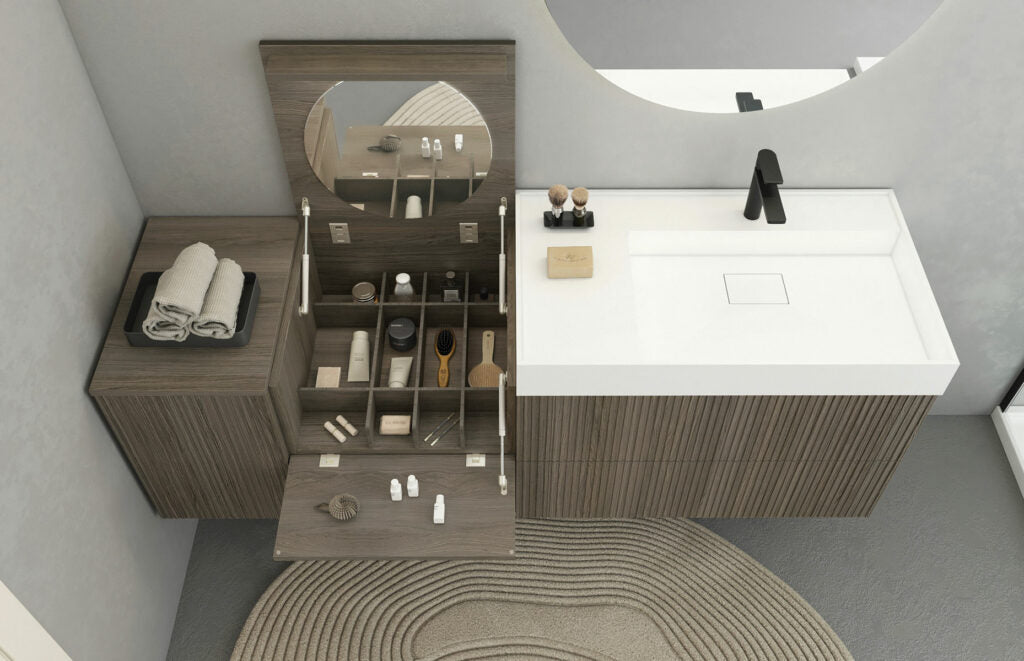 RI-TRATTO 07 SERIE COMPLETA - Mobile Bagno Rovere Cenere con Top Ocritech