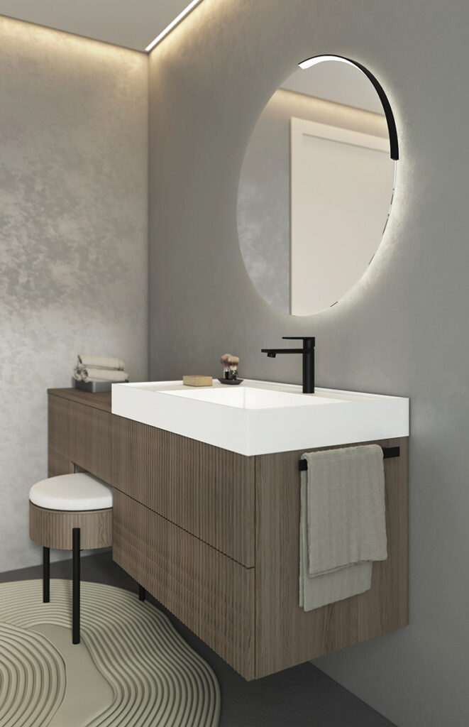 RI-TRATTO 07 SERIE COMPLETA - Mobile Bagno Rovere Cenere con Top Ocritech