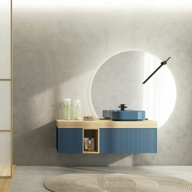 RI-TRATTO 08 SERIE COMPLETA - Mobile Bagno Denim e Rovere Naturale