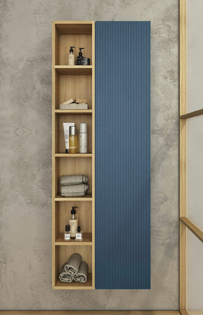 RI-TRATTO 08 SERIE COMPLETA - Mobile Bagno Denim e Rovere Naturale