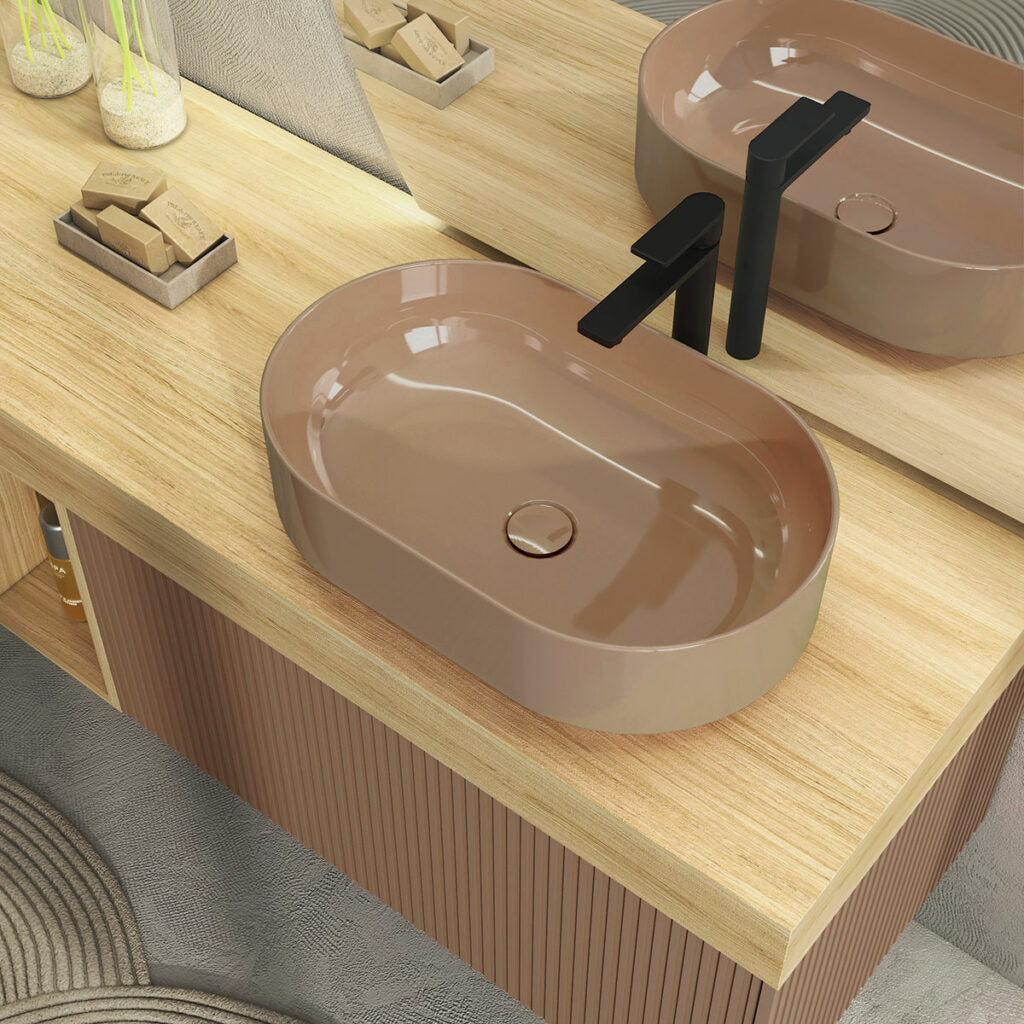 RI-TRATTO 08 SERIE COMPLETA - Mobile Bagno Denim e Rovere Naturale