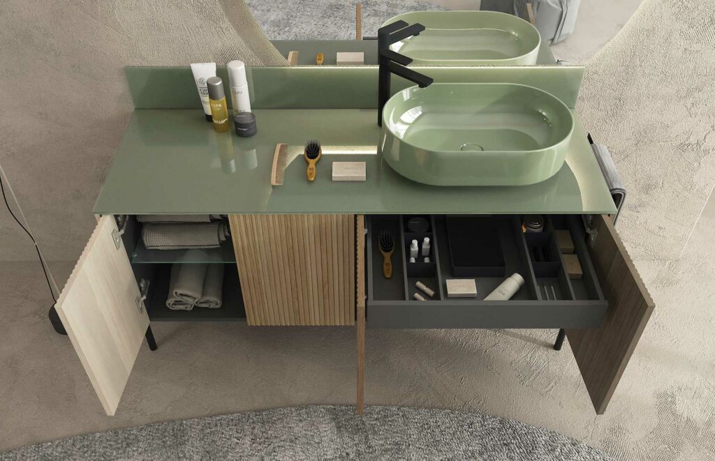 RI-TRATTO 09 SERIE COMPLETA - Mobile Bagno con Top in Vetro
