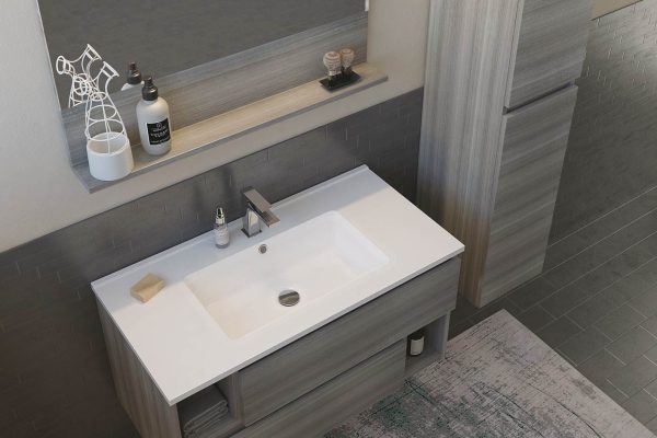 City 04 - Set Mobili Bagno con Lavabo e Specchio